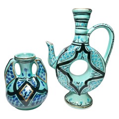 Azouz Kharraz, Набор Фарфоровые Ваза и Кувшин в арабском стиле, позолота, Тунис, 1970-80гг.