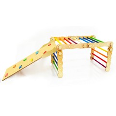 Woodwork for Kids 9 in 1 wandelbares Kletterdreieck mit Rutsch- und Kletterbrett nach Pikler Art Трансформируемый треугольник для скалолазания 9 в 1 с горкой и доской для скалолазания в стиле Пиклер