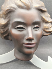 Панно винтажное D.K. Gisela в виде головы женщины, керамика, 15.5 х 7 см, Испания, 1970-80гг.