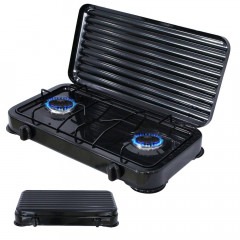 Melko Melko Gaskocher Gaskocher Campingkocher 2 flammig Gasherdplatte Camping Kochfeld, (1-St), Flamme stufenlos regulierbar durch Drehknopf Газовая плита Melko, газовая плита, походная плита, 2 пламени, газовая плита, походная плита, (1 шт.), пламя плав