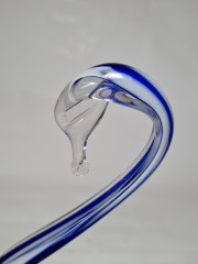 Подставка "Лебедь" ECHT в бело-синих тонах, выдувное стекло, ручная работа, 15,5 x 16,5 см, Германия, 1960-70гг.