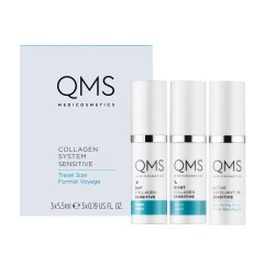 QMS Medicosmetics Collagen System Sensitive 3-Step Routine Set Travel Size  Collagen System Sensitive 3-шаговый набор для повседневных дел Дорожный размер