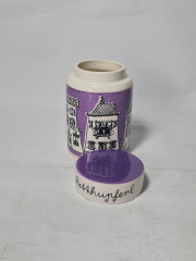 Баночка для хранения винтажная Goebel с крышкой, сиренево-белая, фарфор, 12 см, Германия, 1970-80гг.