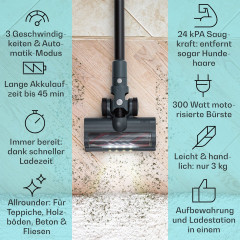 Klarstein Klarstein Akku-Hand-und Stielstaubsauger LARMA, 300 W, beutellos, EPA E12-Filter: beseitigt bis zu 99,5 % an Pollen und Feinstaub  Беспроводной ручной и стержневой пылесос Klarstein LARMA, 300 Вт, без мешка, фильтр EPA E12: удаляет до 99,5% пыль