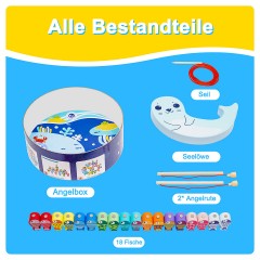 Arkmiido Holz Angelspiel mit 18 magnetische Fische Деревянная рыбалка с 18 магнитными рыбками