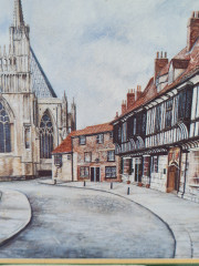 Картина винтажная "Йоркский собор из колледжа Св. Уилламса" М.Дж. Брейтуэйт, 24,5 x 18,5 см, Германия, 1960-70гг.