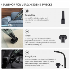AUDEW AUDEW Akku-Handstaubsauger, 120W Kabellos Handstaubsauger 6000PA Autostaubsauger mit 1x Filter Беспроводной ручной пылесос AUDEW, беспроводной ручной пылесос мощностью 120 Вт, автомобильный пылесос 6000PA с 1 фильтром