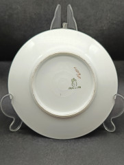 Тарелка сервировочная винтажная Meissen, зеленый растительный декор, фарфор, 16 см, Германия, 1970-80гг.