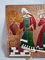 Панно декоративное винтажное, медь и эмаль, 37 х 27.5 см, Греция, 1970-80гг.