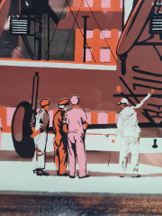 Картина винтажная "Imperial Airways", зеркало, дерев.рама, 34 х 24 см, Германия, 1960-70гг.