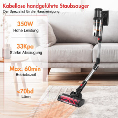 7Magic 7Magic Akku-Handstaubsauger 33000PA, Kabelloser Faltbarer Stabstaubsauger, Tierpflege, 60 Min. Autonomie, Kontrollanzeige, LED-Leuchte, 0,8L Staubbehalter Беспроводной ручной пылесос 7Magic 33000PA, беспроводной складной пылесос, уход за животными