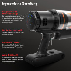 7Magic 7Magic Akku-Handstaubsauger 33000PA, Kabelloser Faltbarer Stabstaubsauger, Tierpflege, 60 Min. Autonomie, Kontrollanzeige, LED-Leuchte, 0,8L Staubbehalter Беспроводной ручной пылесос 7Magic 33000PA, беспроводной складной пылесос, уход за животными
