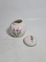 Баночка винтажная Herr Fayence "Мята" с крышкой, кракелюр, фарфор, 9.5 см, Германия, 1970-80гг.