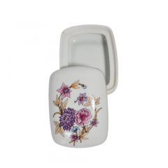 Шкатулка винтажная Hollohaza с цветочным декором, прямоугольной формы, фарфор, 9.5 х 7 см, Венгрия, 1970-80гг.