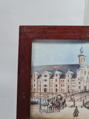 Картина винтажная Im Stil C.Stenton "Городской пейзаж", деревянная рама, 17 х 12 см, Германия, 1960-70гг.