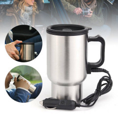 Yoyaxi Yoyaxi Reise-Wasserkocher Isolierter, beheizter Reisebecher, 12-V-Autoanschluss-Flasche zum Einstecken in Tasse, Tee,Kaffee, 450 ml Дорожный чайник Yoyaxi, изолированная дорожная кружка с подогревом, 12 В, автомобильная вилка для бутылки, чашка дл