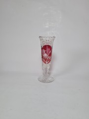 Red Bird Hofbauer Хрустальная ваза " Птица на красном фоне" 17см x 6см, 1970-80гг.