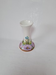 Alba Adriatiс Ваза фарфоровая  "Сиреневые цветы", 15см x 9см, 1960-70гг.