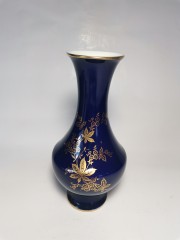 Lindner Kueps Bavaria Kobalt, Линднер Купс Бавария Коллекционная кобальтовая Ваза с позолотой, художник Marle, Германия 1960-65г.