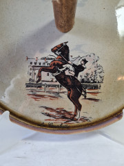 Фруктовница винтажная большая Gres de l'Arnon с деревянной палкой в центре, керамика, 30 см, Франция, 1960-70гг.