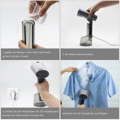 GelldG GelldG Dampfburste Dampfglatter, 1500W Steamer Reisebugeleisen Handheld Garment Steamer Паровая щетка GelldG Steam Smoother, отпариватель мощностью 1500 Вт, портативный утюг для путешествий, отпариватель для одежды