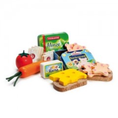 ERZI Spiellebensmittel Sortierung Abendbrot aus Holz Играть в сортировку еды из дерева