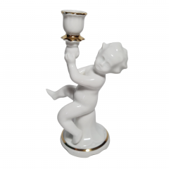 Подсвечник винтажный ARPO, в основании фигурка младенца, фарфор, 17 см, Румыния, 1960-70гг.