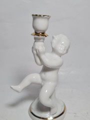 Подсвечник винтажный ARPO, в основании фигурка младенца, фарфор, 17 см, Румыния, 1960-70гг.