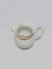 Молочник винтажный фарфоровый PMR Jaeger&Co Bavaria, белый с золотым ободком, 10,5 x 13 см, Германия, 1960-70гг.