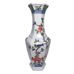 Ваза винтажная Japan Porcelain "Цветы и птицы", фарфор, 36 х 45 см, Япония, 1970-80гг.