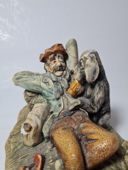 Naturecraft England Винтажная статуэтка ручной работы "Мужчина с собакой", 18см x 10см, Англия, 1960-70гг.