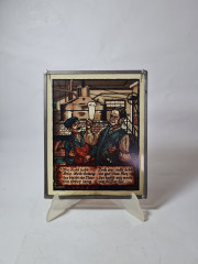 Панно винтажное Im Stil Polyclar на цепочке "Пивовар с бокалом", оловянная рамка, 25,5 х 20 см, Германия, 1960-70гг.