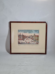 Картина винтажная, гравюра Георга Бальтазара Пробста, паспарту, под стеклом, в раме, 32 х 28.5 см, Германия, 1980-90гг.