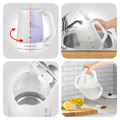 GOURMETmaxx GOURMETmaxx Wasserkocher Glas mit Frostglas-Design 1,7 L, 1.7 l, 2200,00 W  Чайник GOURMETmaxx с дизайном матового стекла 1,7 л, 1,7 л, 2200,00 Вт