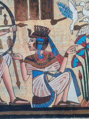 Папирус винтажный в раме, яркие краски с золочением, в раме, 32 х 26 см, Египет, 1990-2000гг.