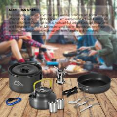 MSports MSports Gaskocher Camping Kochset 11-teilig Kochgeschirr Set Outdoor aus Aluminium Geschirr Set, Kochtopf Topf  Pfanne  Газовая плита MSports Набор для приготовления пищи в кемпинге Набор посуды из 11 предметов на открытом воздухе Набор посуды из 