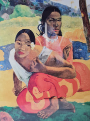 Картина винтажная / Репродукция Поль Гоген "Когда свадьба? (1892 г)", в раме, под стеклом, 50 х 40 см, Германия, 1980-90гг.