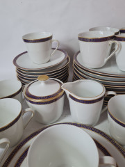 Чайный сервиз винтажный PMR Jager &amp; Co Bavaria, белый фарфор с золотисто-голубым узором, Германия, 1960-70гг.