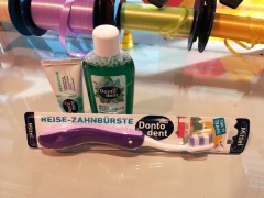 Dontodent Стоматологический дорожный набор, Зубная паста 20 мл, Складная зубная щётка, Ополаскиватель 100 мл