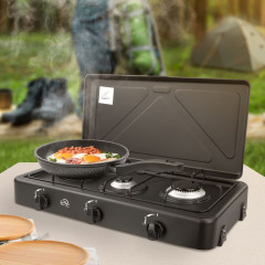 T24 T24 Gaskocher 3 flammig Camping Gaskocher inkl. Gasschlauch und Druckminderer  Газовая плита T24 3 — газовая плита для кемпинга с пламенем, включая газовый шланг и редуктор давления