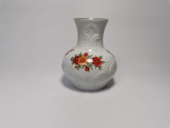 Royal Porzellan Bavaria KPM Germany Handarbeit,  Королевский фарфор Бавария КПМ Фарфоровая вазочка с цветами на рельефном фоне 12см, 1974г