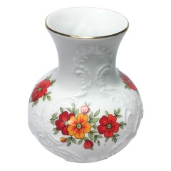 Royal Porzellan Bavaria KPM Germany Handarbeit,  Королевский фарфор Бавария КПМ Фарфоровая вазочка с цветами на рельефном фоне 12см, 1974г