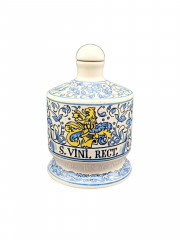 Фляга для вина винтажная с пробкой Ulmer Keramik "S Vini Rect", с изображением гербового льва, керамика, 0.7 л, 19 х 12 см, Германия, 1960-70гг.
