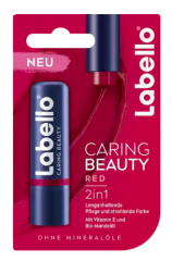 Labello Lippenpflege Caring Beauty Red Лабелло Карандаш бальзам с маслом Ши для ухода за губами, Красный, 4,8 г
