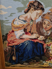 Картина винтажная Royal Paris "Девушки с фруктами", большой формат, гобелен в раме, 66 х 80 см, Германия, 1980-90гг.