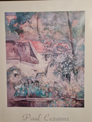 Картина винтажная / репродукция Поль Сезанн "Дом отца Лакруа (1873)", большой формат, в раме, 55 х 75.5 см, Бельгия, 1980-90гг.