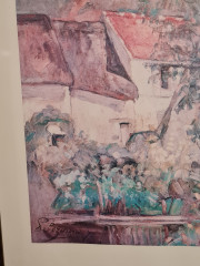 Картина винтажная / репродукция Поль Сезанн "Дом отца Лакруа (1873)", большой формат, в раме, 55 х 75.5 см, Бельгия, 1980-90гг.