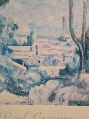 Картина винтажная / репродукция Поль Сезанн "Вид на Вид на Л'Эстак и замок д' Иф (1839-1906)", большой формат, в раме, 55 х 75.5 см, Бельгия, 1980-90гг.