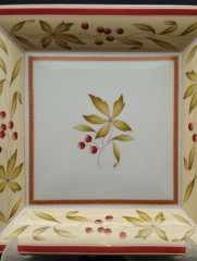 Набор винтажный Hutschenreuther - блюдо сервировочное (Коллекция New England) и два бокала (Коллекция Alfabia), c растительным декором и фруктами, фарфор, Германия, 1960-70гг.