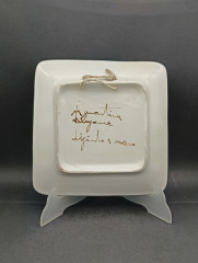 Тарелка декоративная винтажная "Яблоко", майолика, керамика, 20 х 20 см, Италия, 1960-70гг.